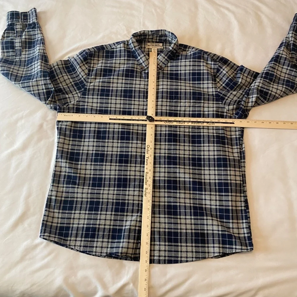 Goodthreads Long Sleeve Button Down Shirt Plaid Blue‎ Grey Size XXL